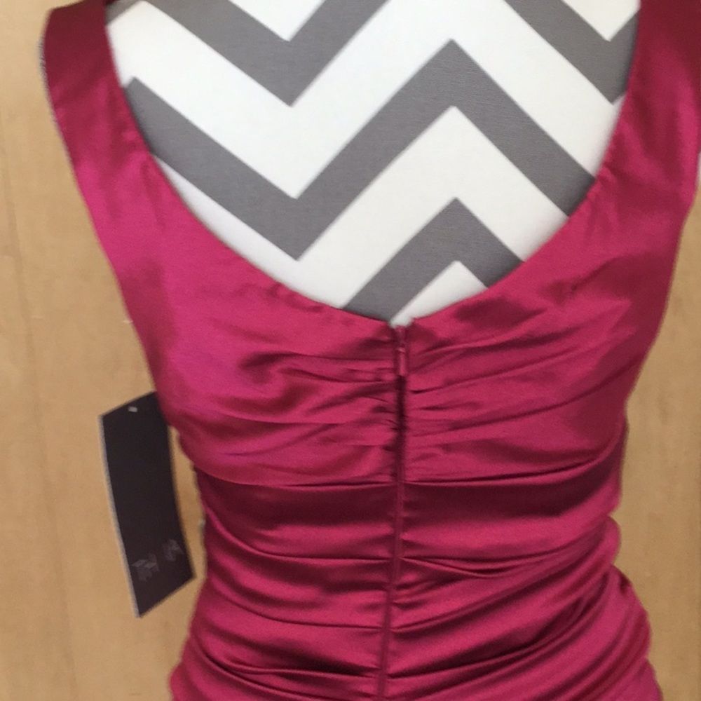 Theia Ruched Stretch Taffeta Gown - Picture 4 of 8